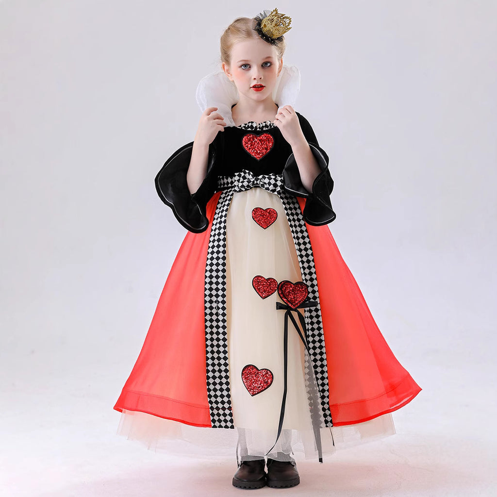 Halloween Costume Children's Theater Performance Alice Queen of Hearts Vintage Royal Queen Witch Role Play Costume