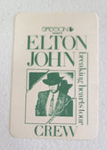 Elton John Breaking Hearts Tour 1984 Backstage Pass