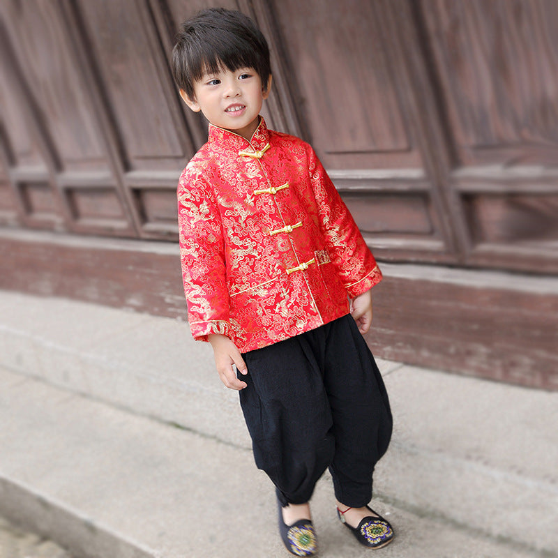 Boy's Hanfu autumn long sleeve children's Tang costume suit Chinese style original costume costume classic master clothes children's clothing