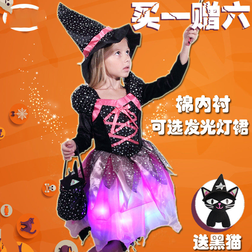 Halloween Children costume clothing with lights cosplay dress up masquerade costume Snowyprincess performance costume