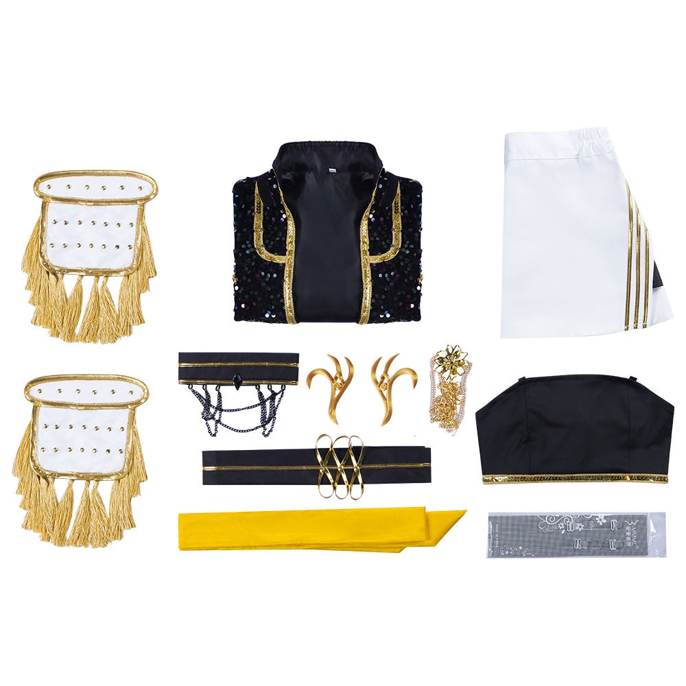 K-POP Witch Girl Group Cosplay Costume Rumi Black Stage Outfit Cosplay Halloween Performance Costume Anime Costume