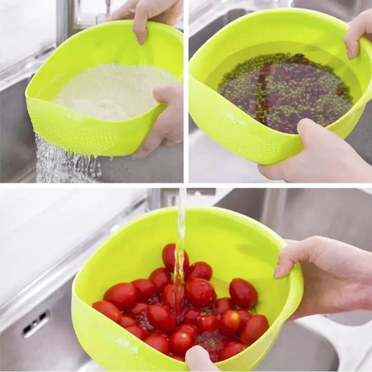 2PCS Nordic Food Grade Plastic Rice Beans Peas Washing Filter Strainer Basket Sieve Drainer Cleaning Gadget Food Grade Plastic Rice Beans Peas Washing Filter Strainer Basket Sieve Drainer Cleaning Gadget Kitchen Accessories