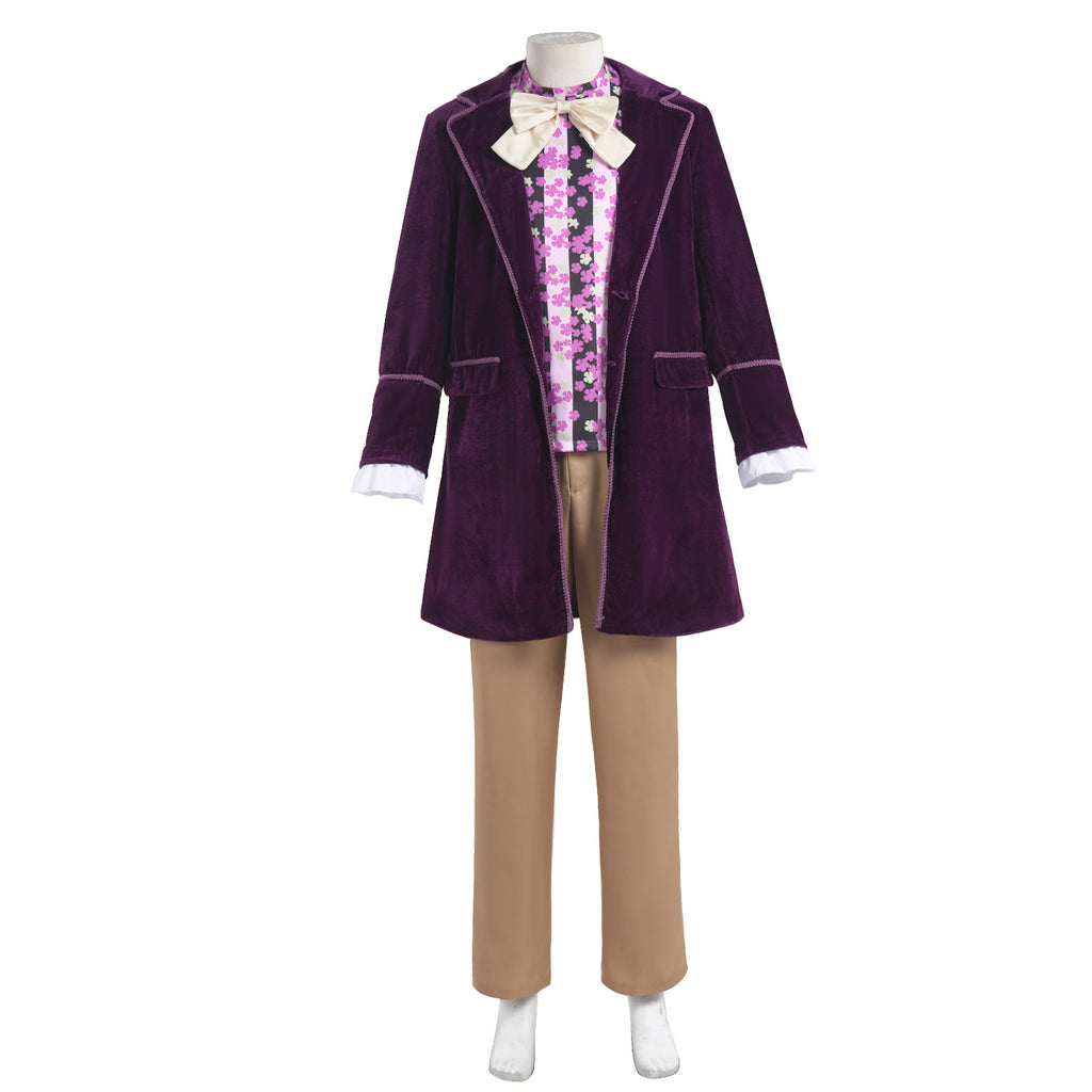Willy Wonka Chocolate Factory Tuxedo Halloween Cosplay Costume Set Jacket