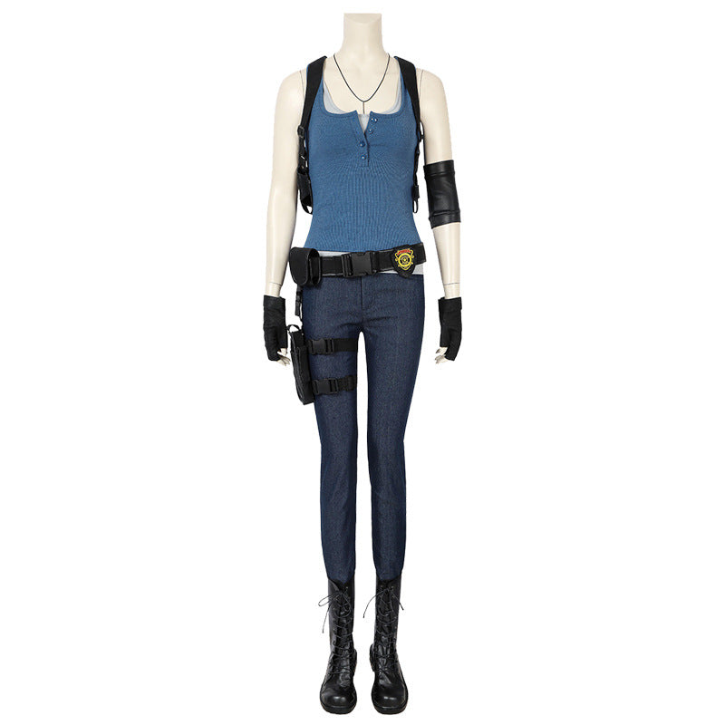 ame Jill Valentine Cosplay RE 3 Costume Women's Top Pants Suit Shoulder Bag Straps Accessories Halloween Carnival Outfit