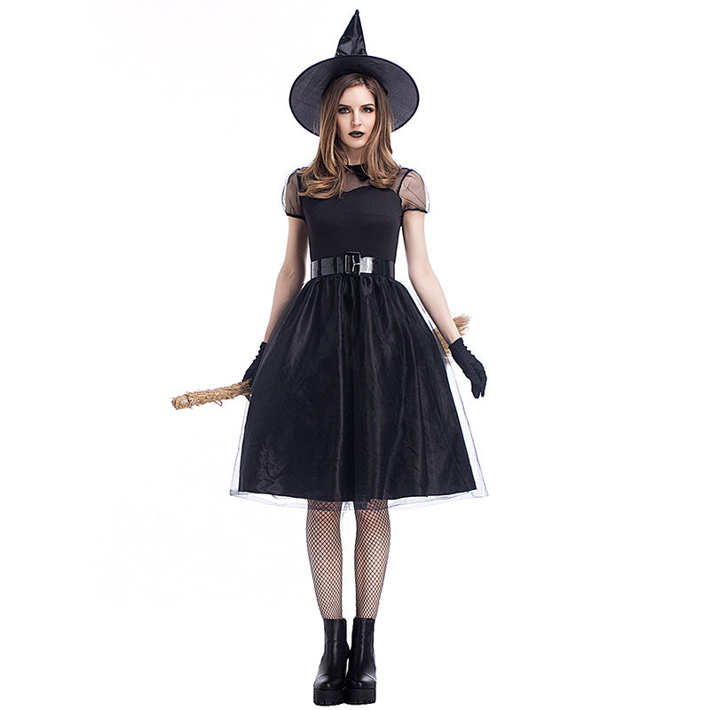Pixel costume Halloween new black veil witch costume witch costume temperament witch night ghost game clothes spot