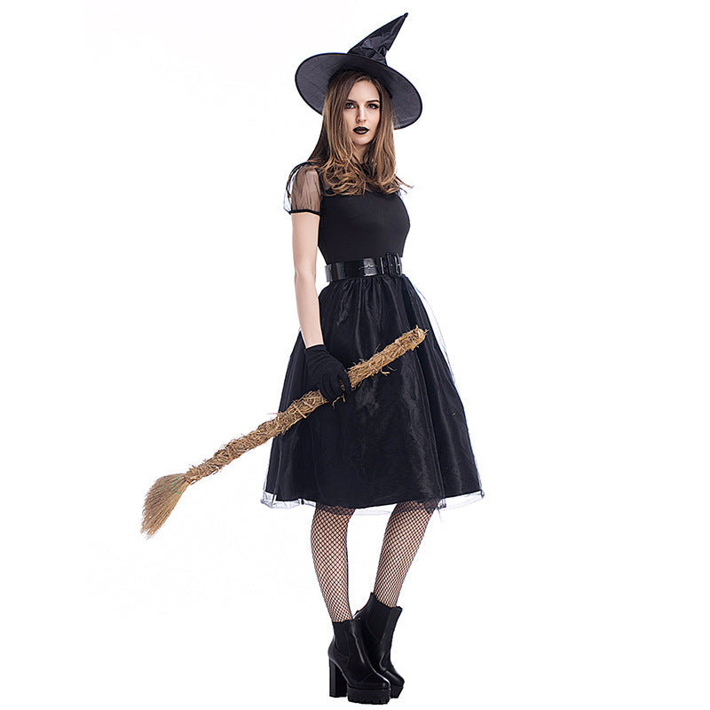 Pixel costume Halloween new black veil witch costume witch costume temperament witch night ghost game clothes spot