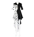 Halloween Cruella Costume Cosplay Evil Queen Black White Coat Evening Party Dress Fashion Emma Magic Performance Oufit