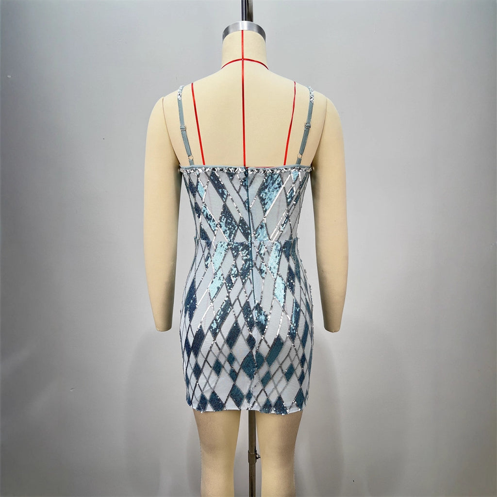 Performance Costume Set - Sleeveless Waist-Cut  Fashion Luxury Celebrity Dress