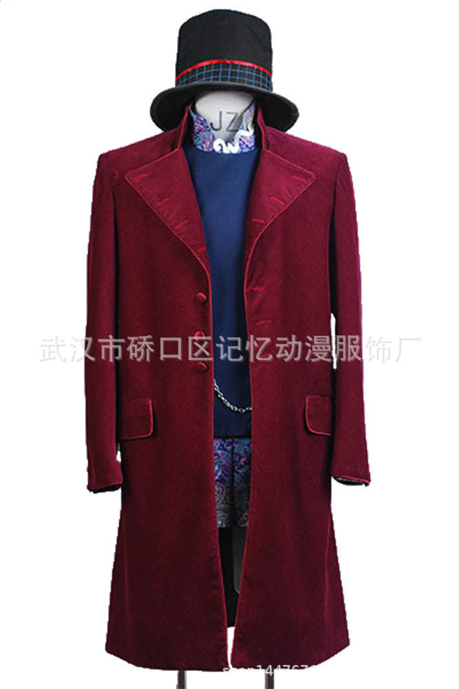 Willy Wonka Chocolate Factory Tuxedo Halloween Cosplay Costume Set Jacket