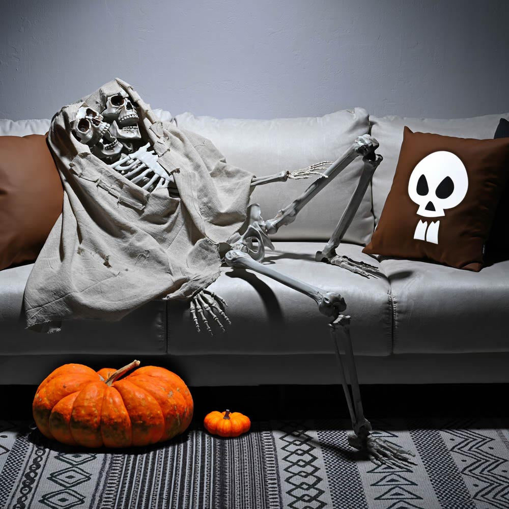 Yescom 5.6ft Skeleton Posable Halloween Decoration with Pirate, Cowboy, Day of Dead Costume