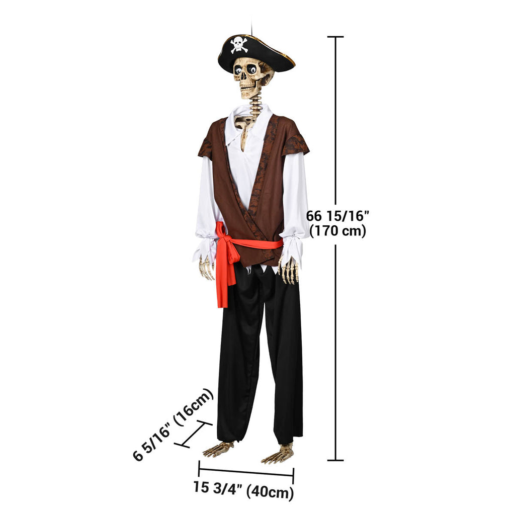 Yescom 5.6ft Skeleton Posable Halloween Decoration with Pirate, Cowboy, Day of Dead Costume