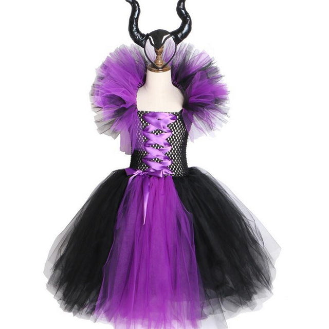 Copy of Girls Witch Queen Tutu Tulle Dress with Horns Halloween Cosplay Witch Costume for Kids Fancy Party Dress Children Clothes 2-10yr