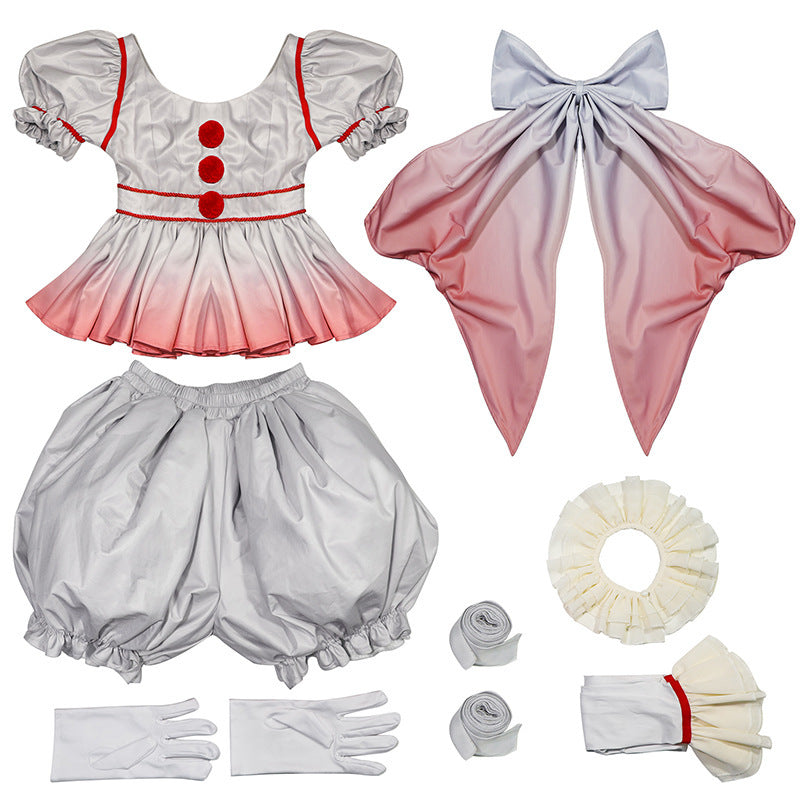 Factory Direct Supply Horror Clown Cosplay Costume for Girls, Halloween Outfit, Clown Character Costume