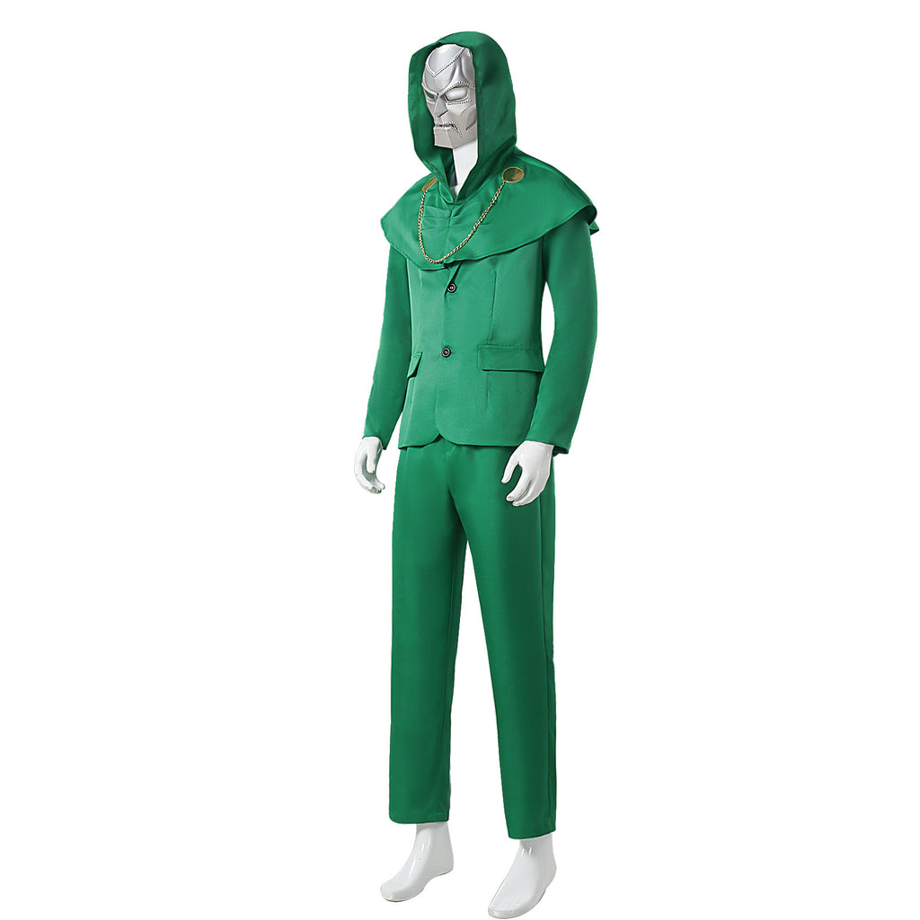 Avengers 5 Cos Doctor Doom Green Hooded Cape Cosplay Marvel Movie Halloween Costume