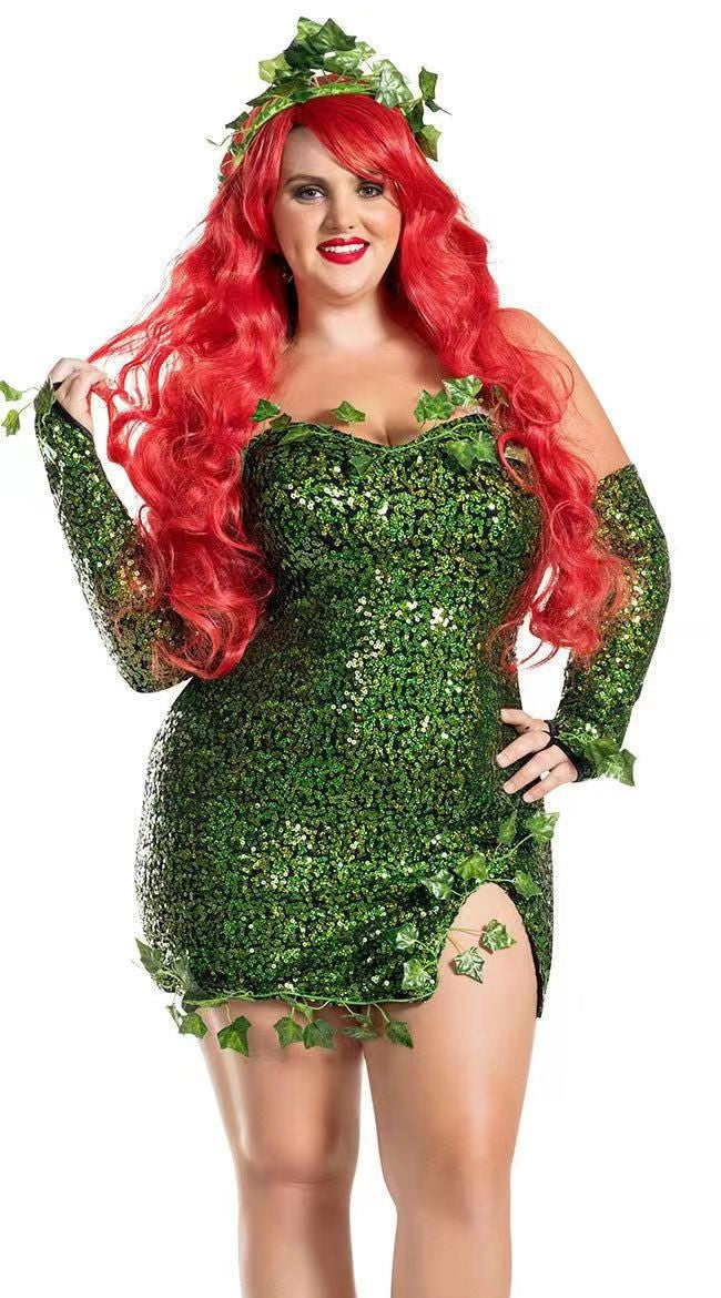 Leaf Sequined Sexy Dance Costume Dress
