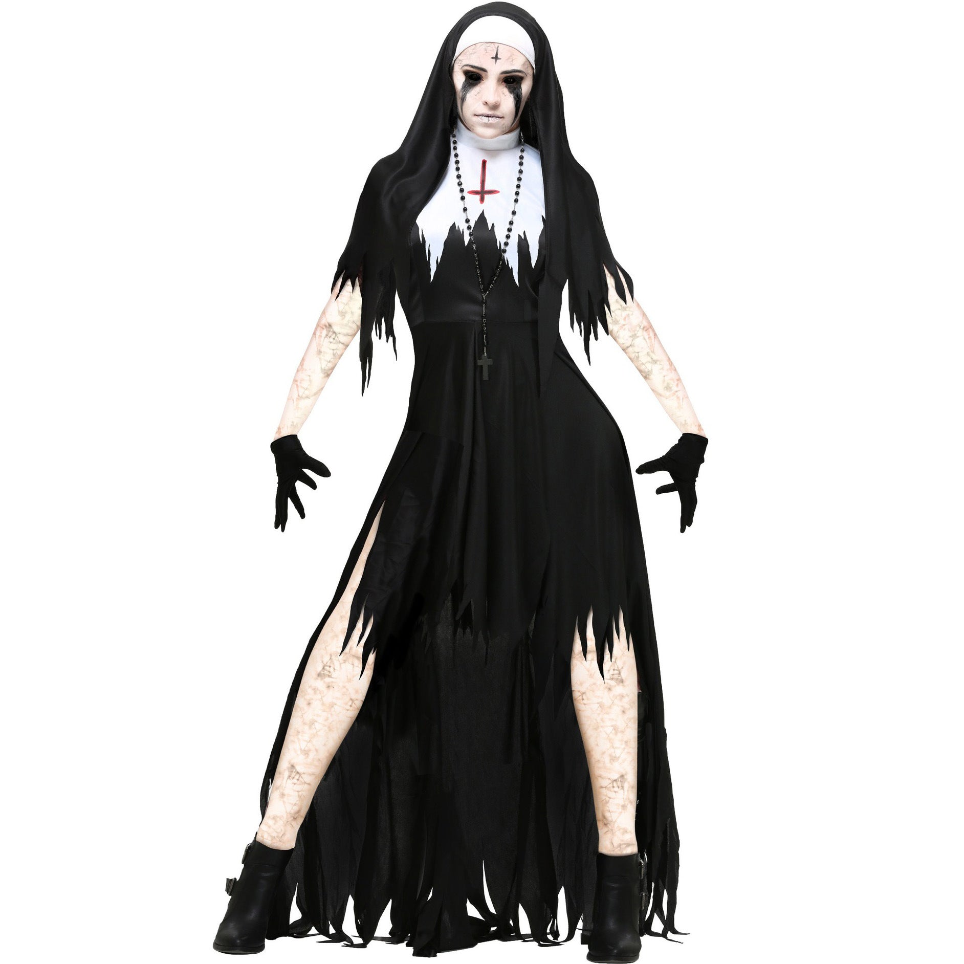Evil Vampire Nun Costume Halloween Witch Robe