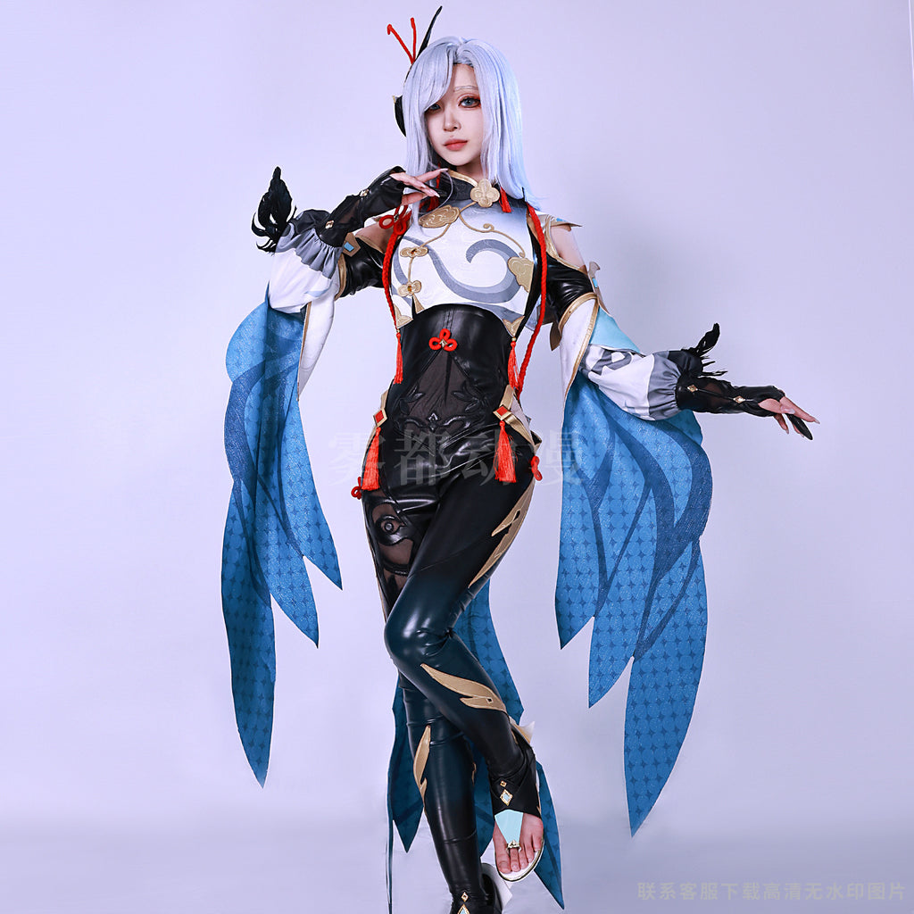 High matching Shenhe cos clothes Genshin Impact Shenhe leather one-piece clothes cosplay clothes anime animation clothes female