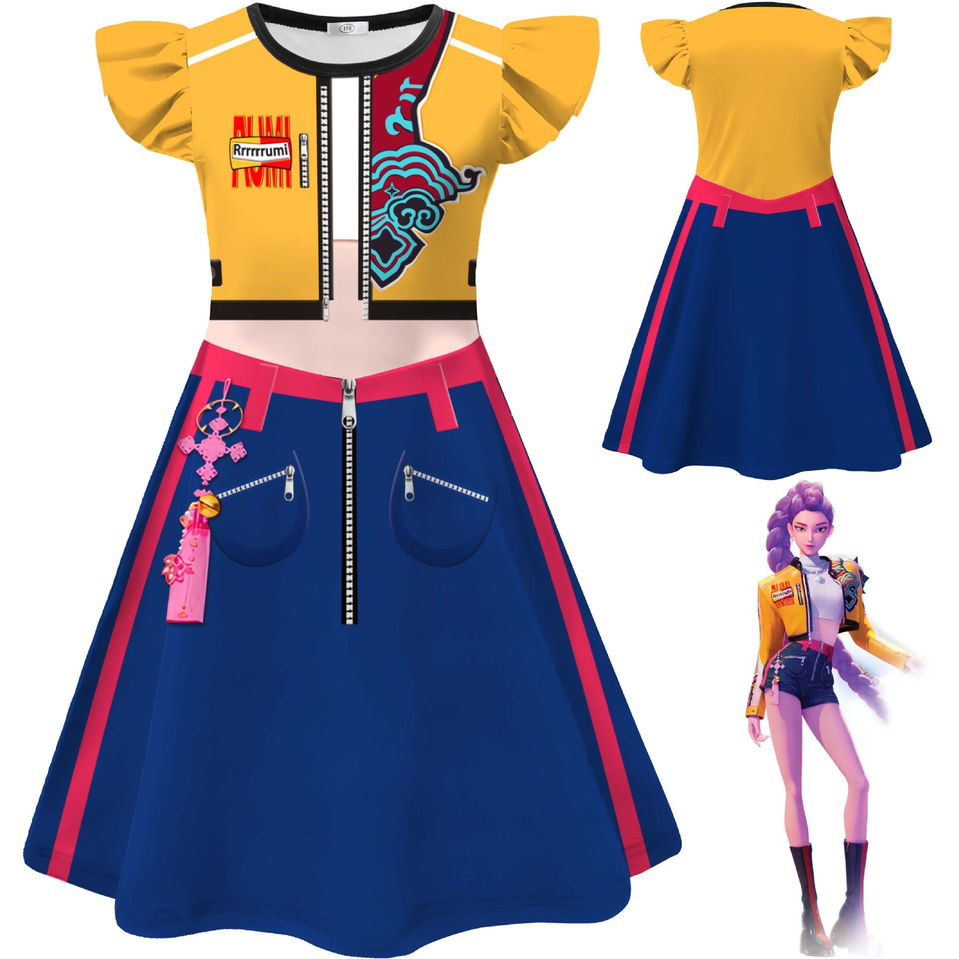 K-POP: Lumi Cosplay Girl's Flying Sleeve Milk Silk Dress