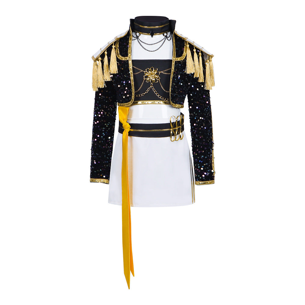 K-POP Witch Girl Group Cosplay Costume Rumi Black Stage Outfit Cosplay Halloween Performance Costume Anime Costume