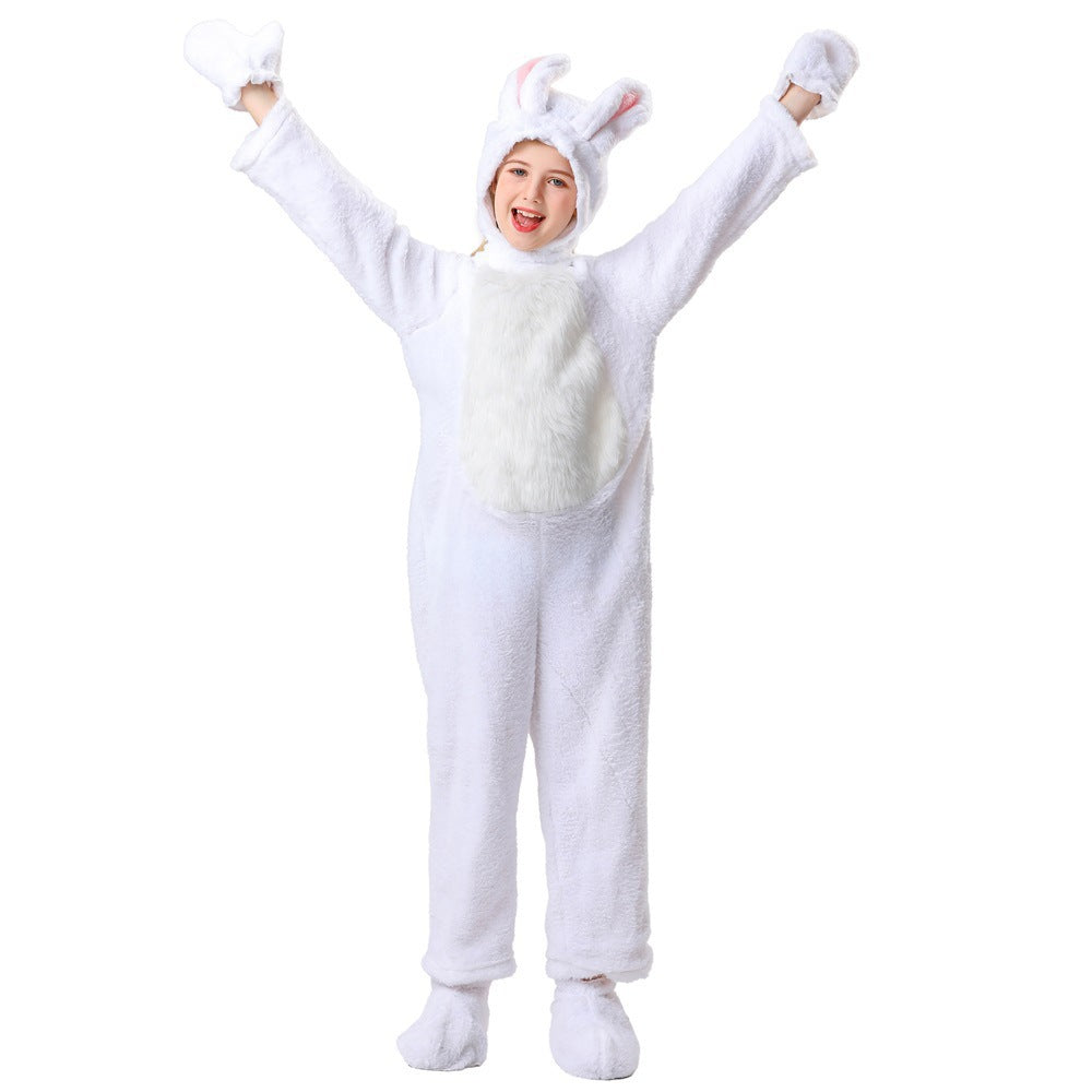 Children's Animal Onesie White Rabbit Kindergarten Performance Costume Little Rabbit Children's Stage Costume