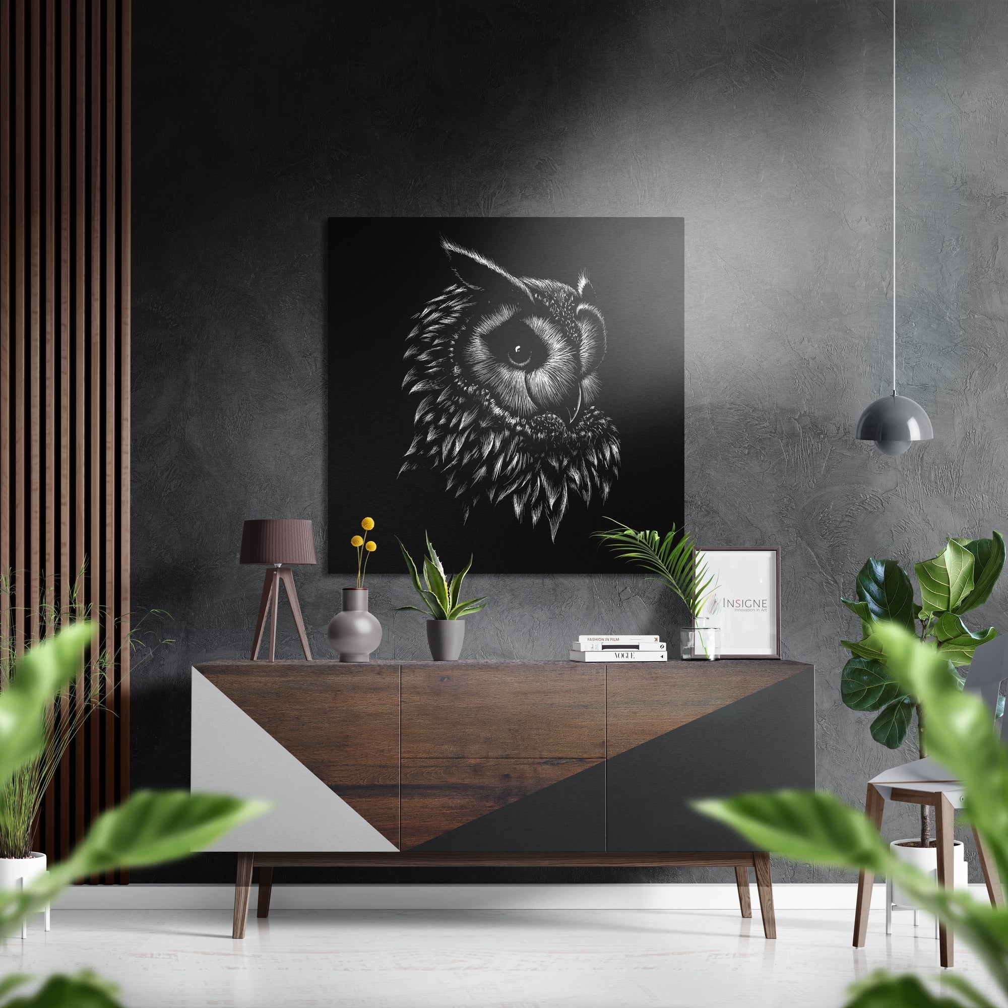 Owl Brushed Aluminium Dibond Wall Art
