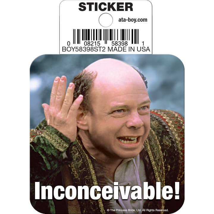 Ata-Boy Stickers: Die Cut Vinyl Sticker - 3" - Princess Bride - Vizzini - Inconceivable