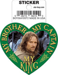 Ata-Boy Stickers: Die Cut Vinyl Sticker - 3" - Lord of the Rings - Aragorn - My King, My Brother, My Captain - Heart Shaped