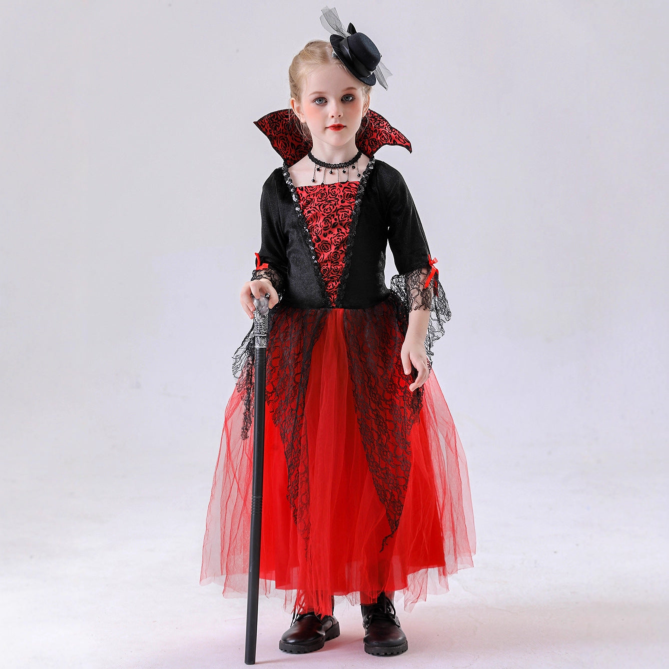 Halloween Kids Vampire Costume Royal Wizard Witch Costume for Stage Performance