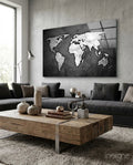 World Map Glass Wall Art
