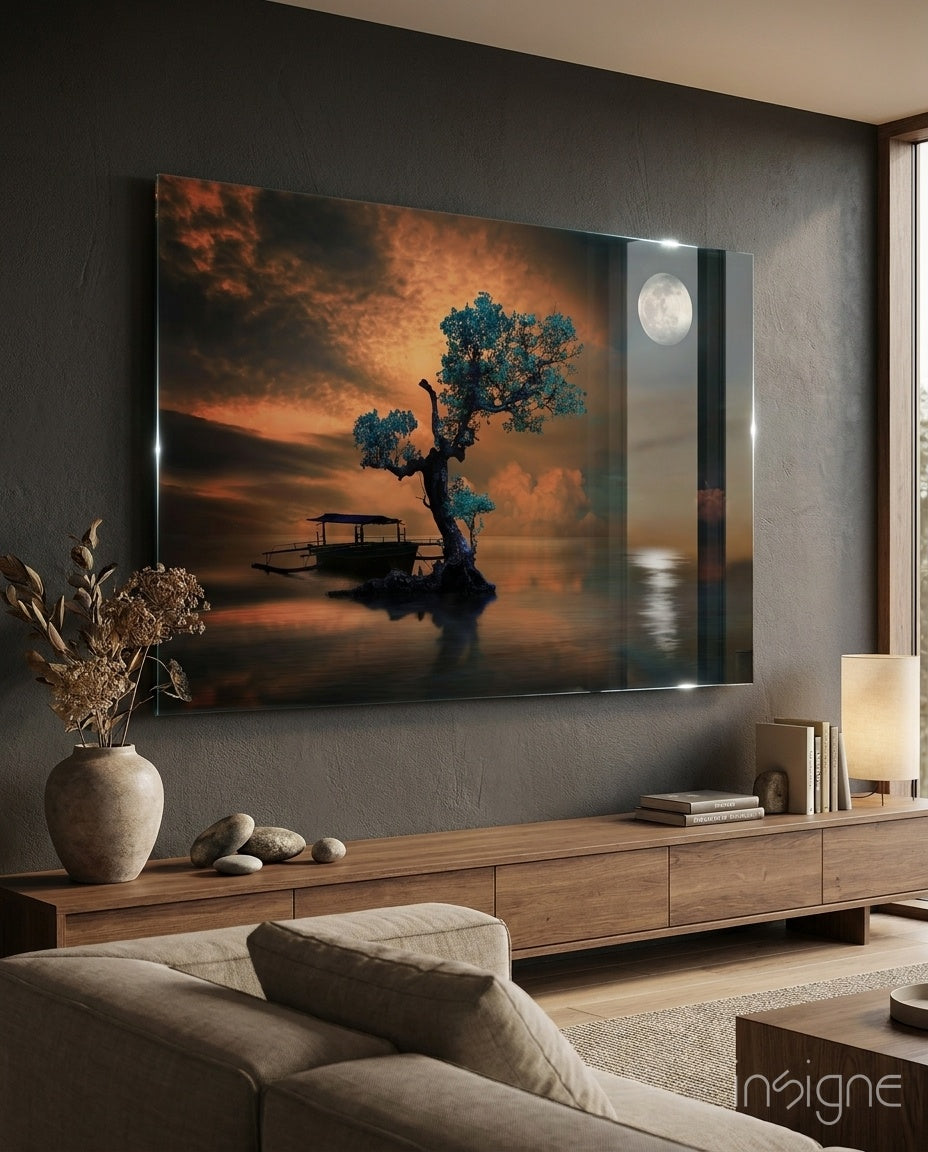 Night of the Tree Glass Wall Art