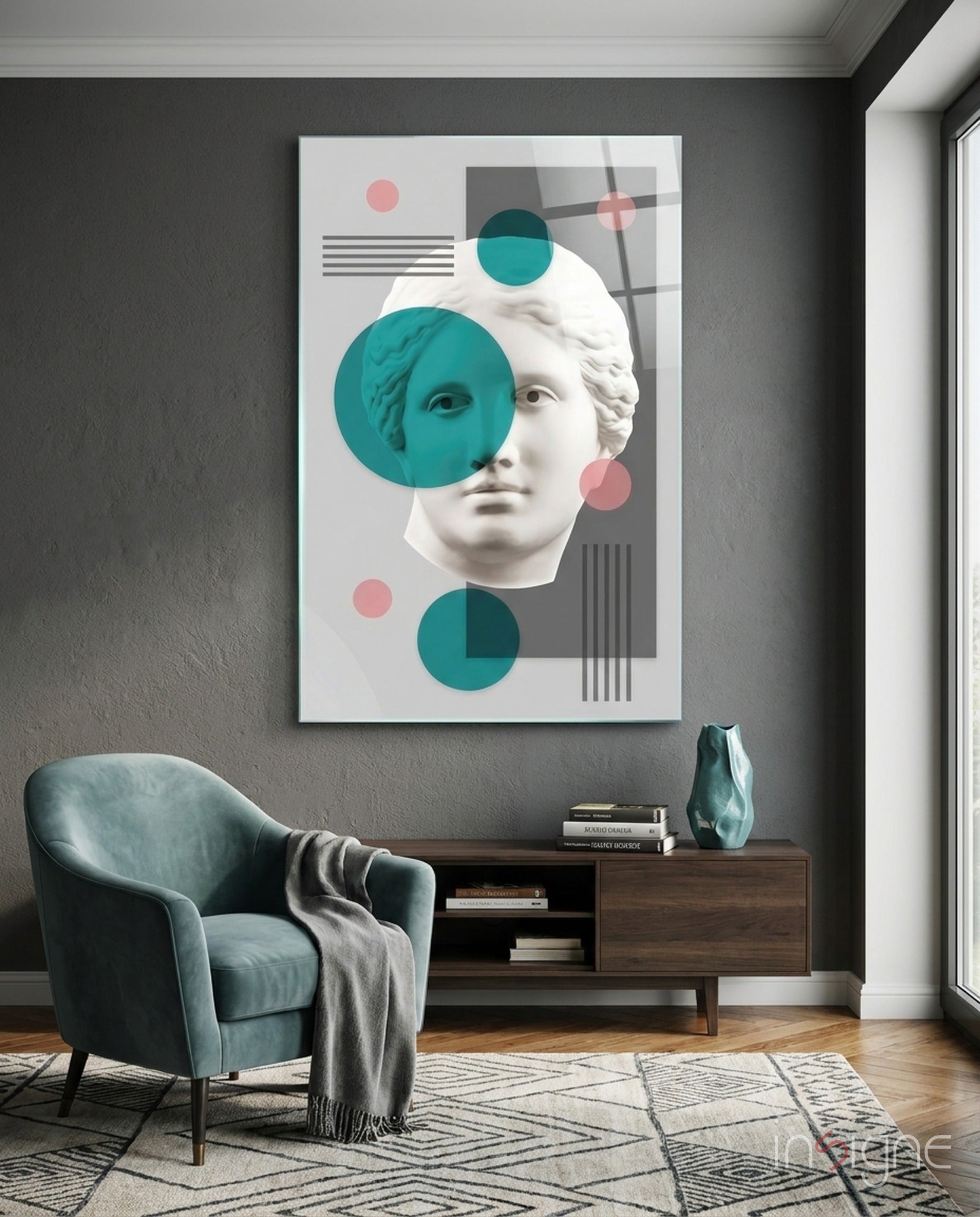 Statue Glass Wall Art