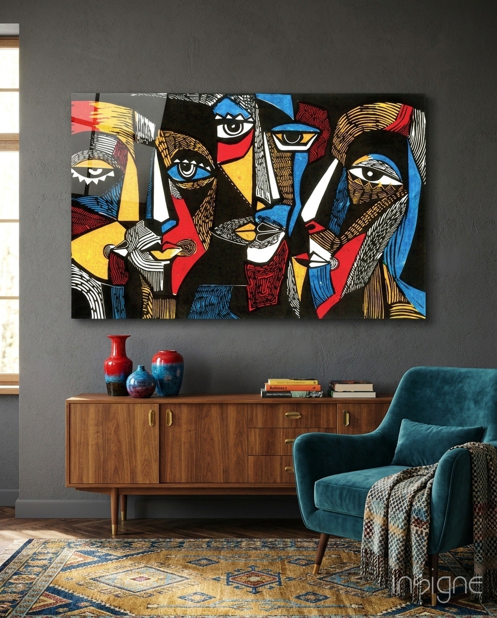 Faces Glass Wall Art