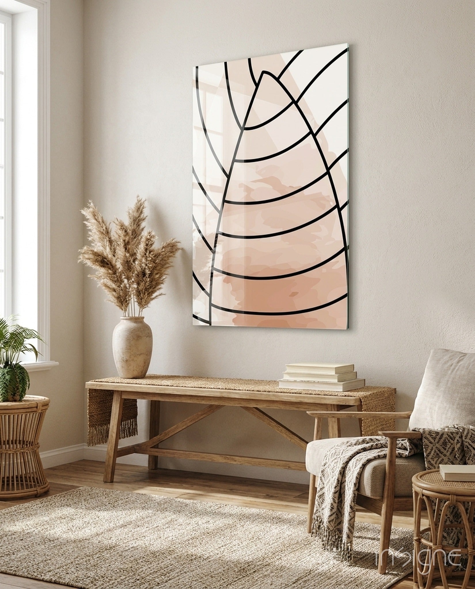 Lines of Leaf Glass Wall Art
