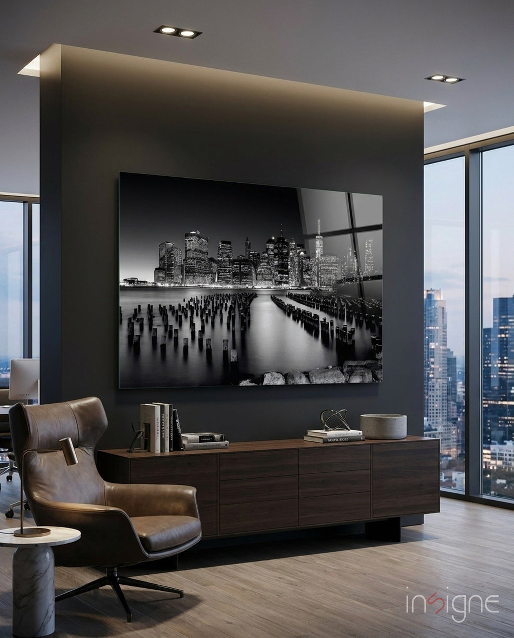 City Night Glass Wall Art