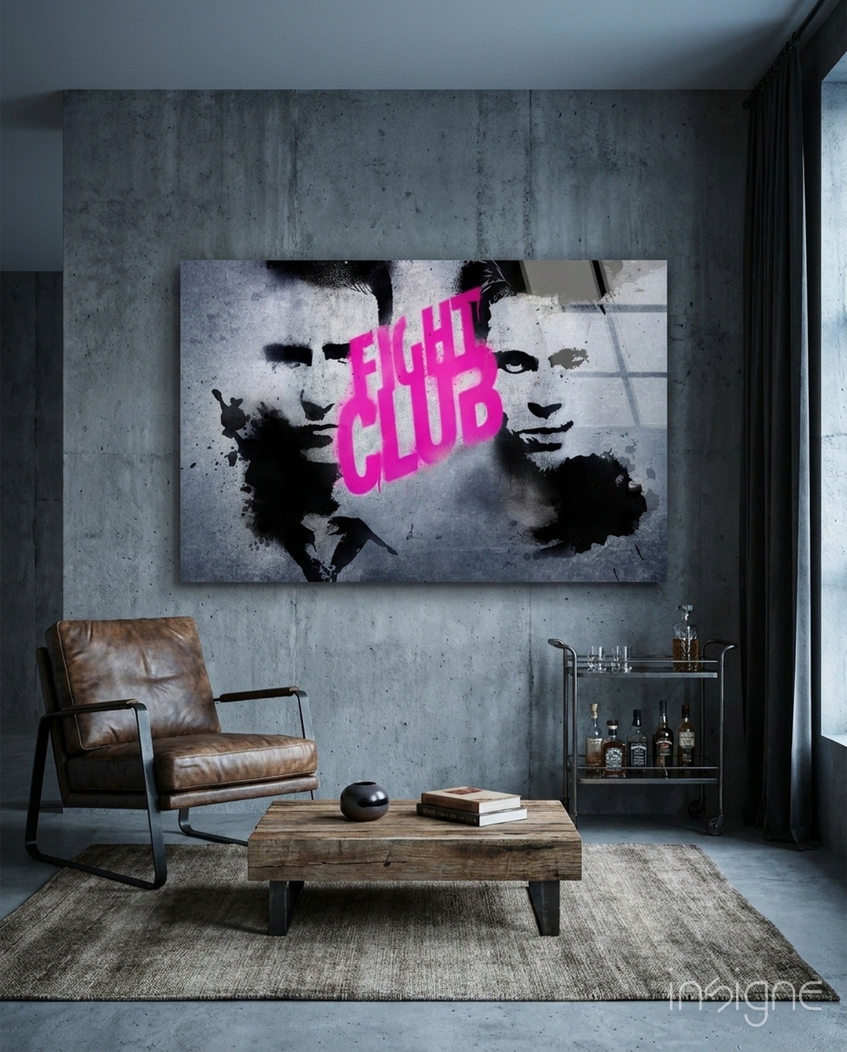Fight Club Poster Glass Wall Art