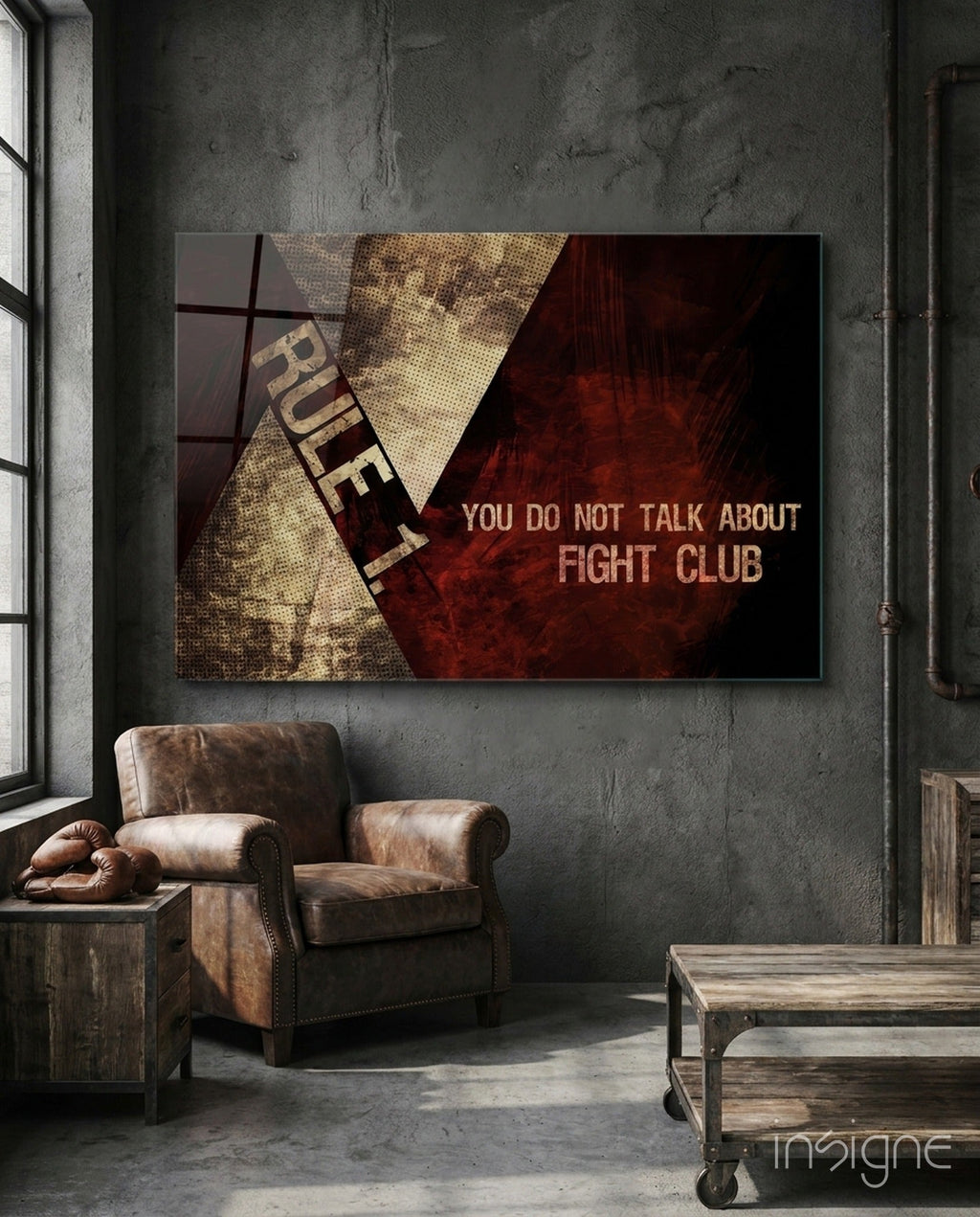 Fight Club: Rule 1 Glass Wall Art