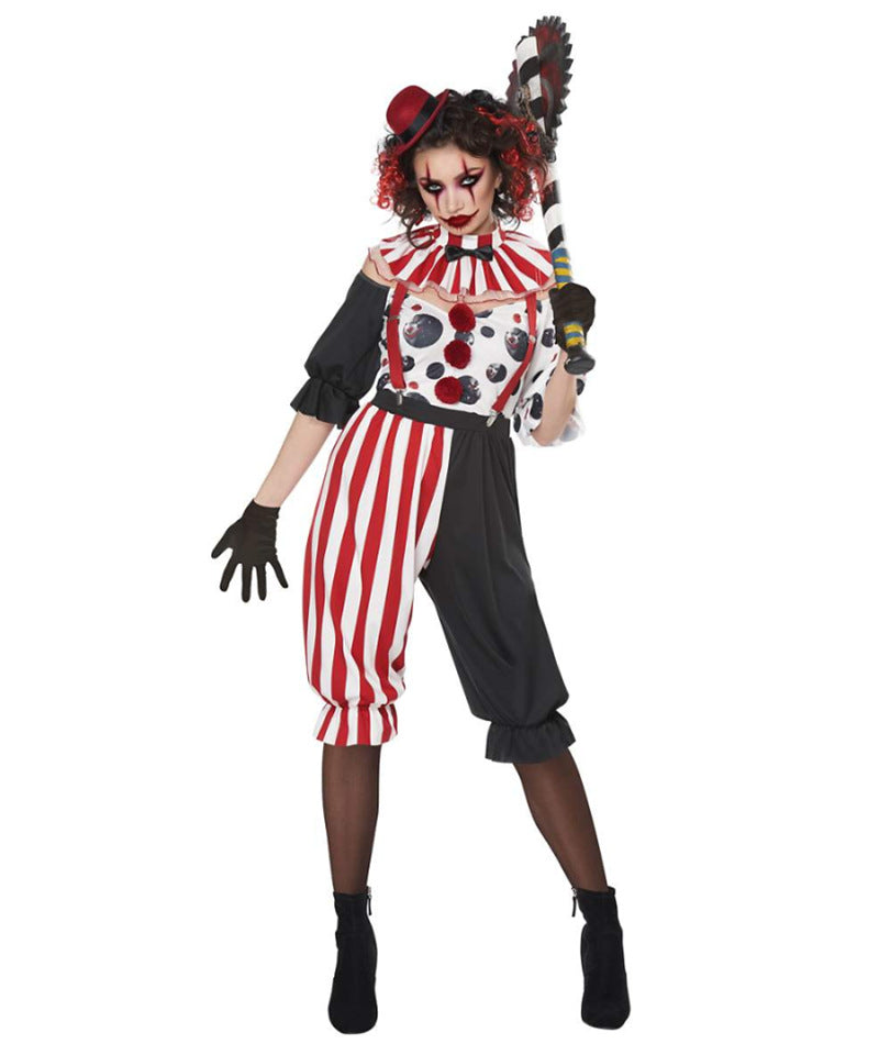 Children's and Adult Halloween Costume Women's Circus Haunting Horror Clown Costume for Masquerade Party Performance