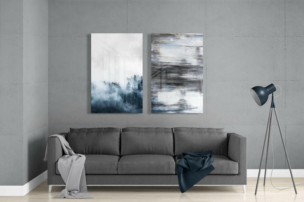 Blue Touches 2 Pieces Combine Glass Wall Art