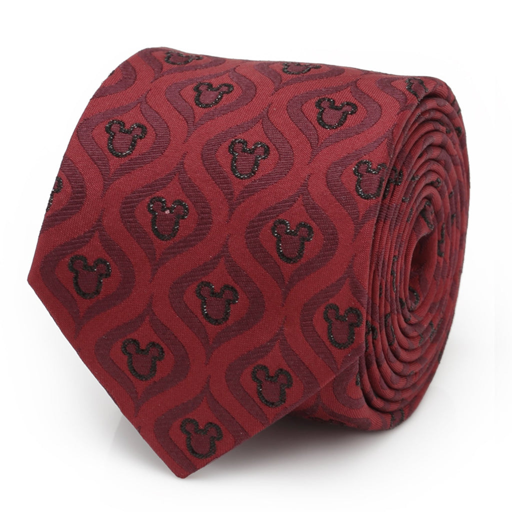 Disney Mickey Mouse Holiday Metallic Black Silk Men's Tie