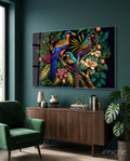 Tropical Birds Glass Wall Art  || Designers Collection