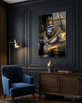 Ape King in Throne Glass Wall Art  || Designer Collection