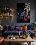 Moon Cat Glass Wall Art  || Designer Collection