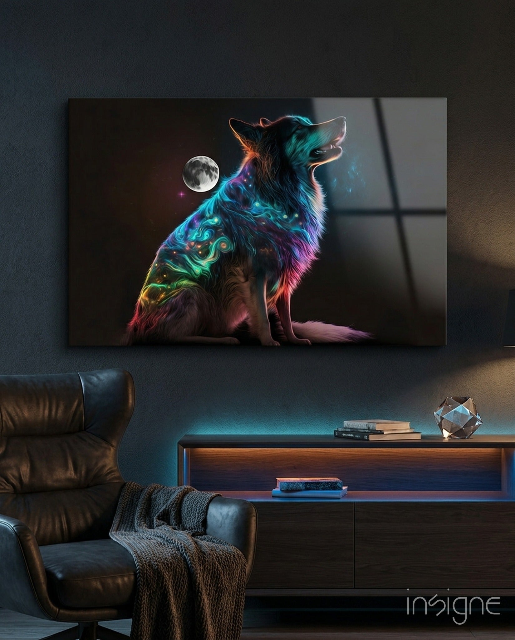 Space Dog Glass Wall Art  || Designer Collection