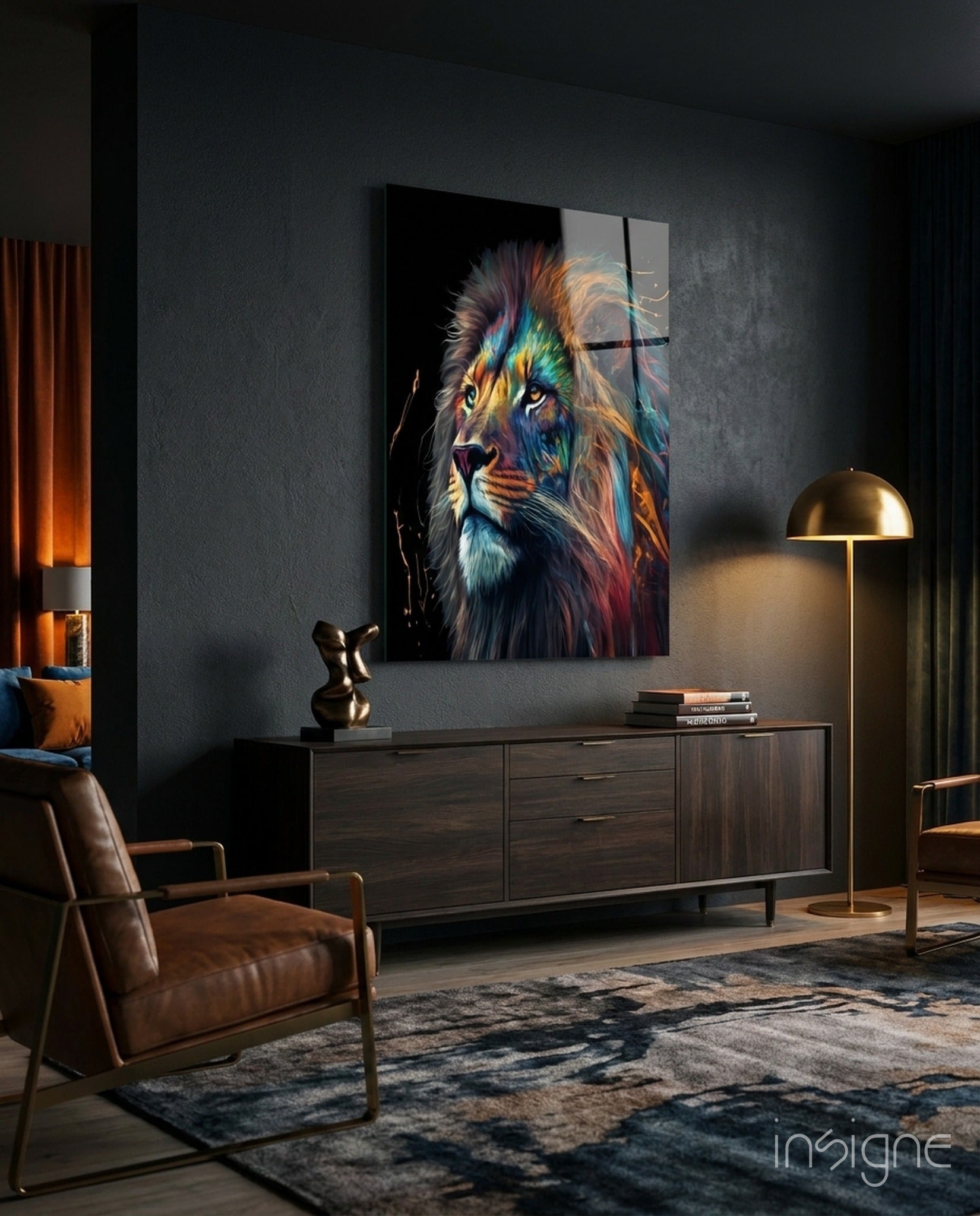 Nobility of the Lion Glass Wall Art  || Designer Collection