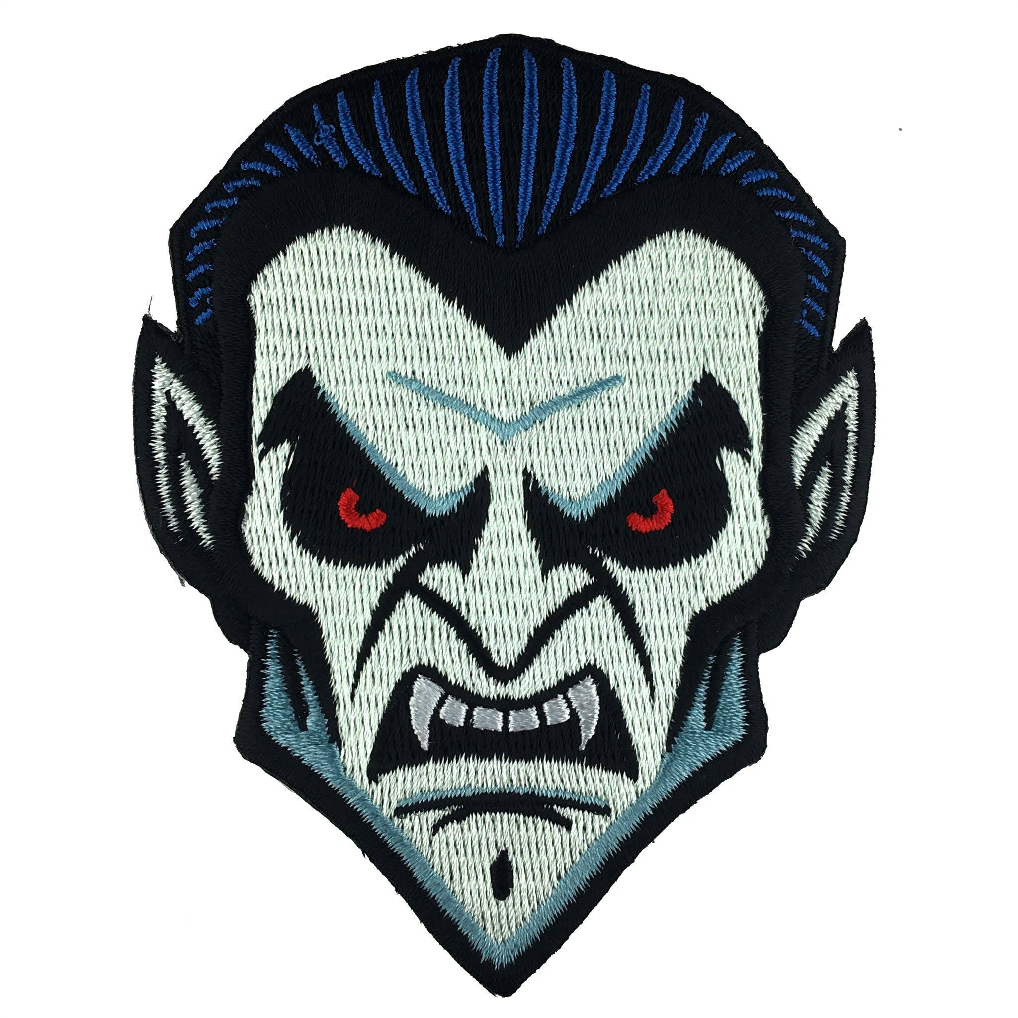 Dracula Head Embroidered Patch: Iron-on