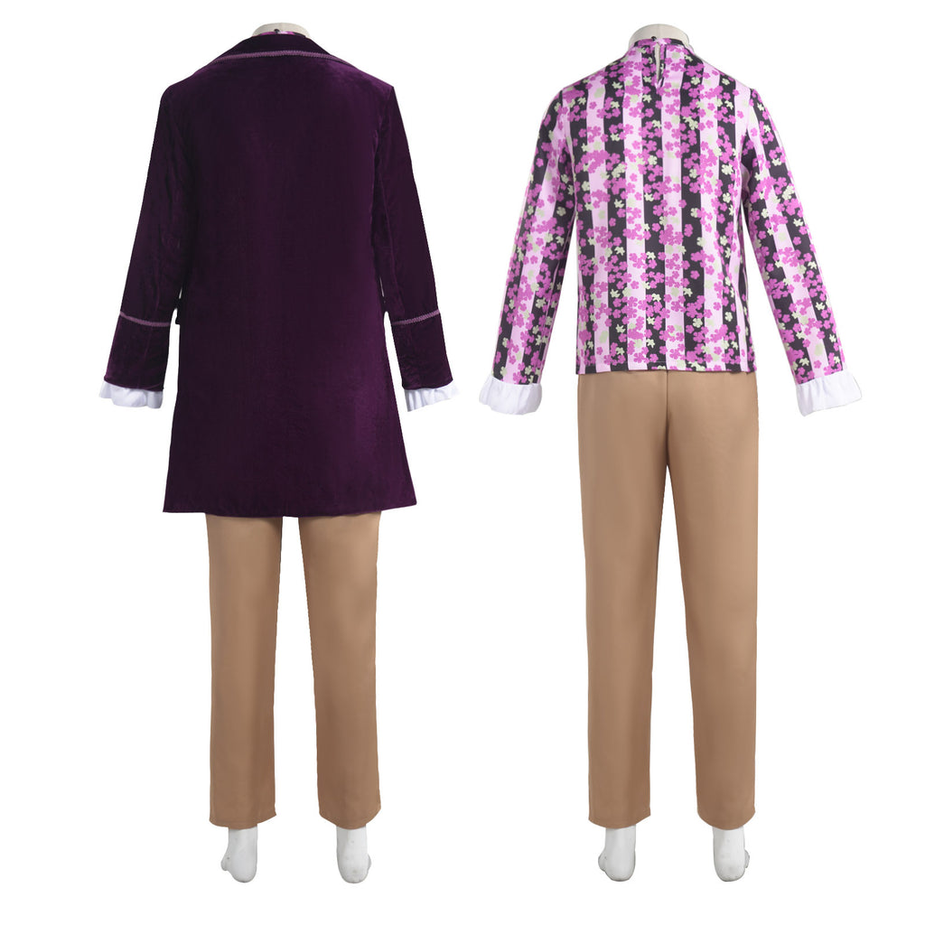 Willy Wonka Chocolate Factory Tuxedo Halloween Cosplay Costume Set Jacket