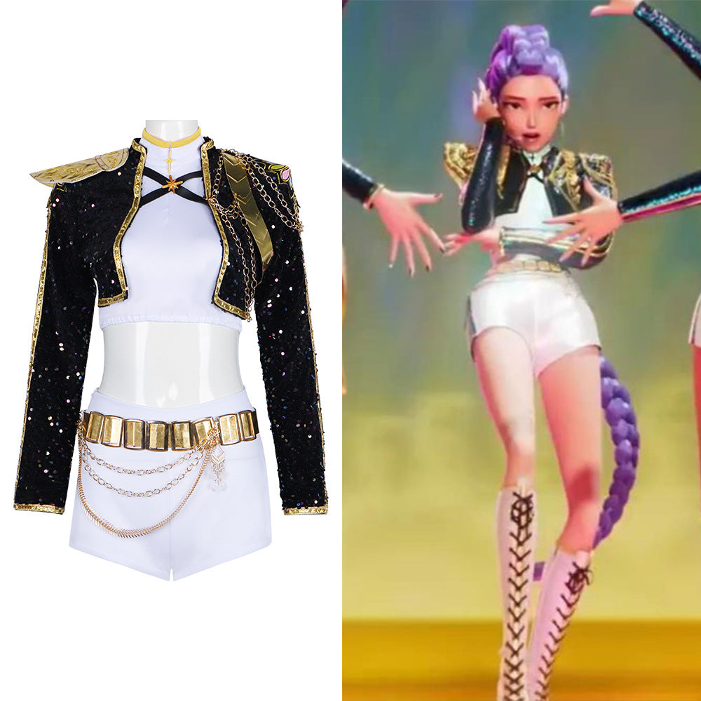 K-POP Witch Girl Group Cosplay Costume Rumi Black Stage Outfit Cosplay Halloween Performance Costume Anime Costume