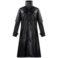 Plague Doctor Cosplay Costume Medieval Retro Fitted Button-Down Long PU Leather Jacket for Men Halloween