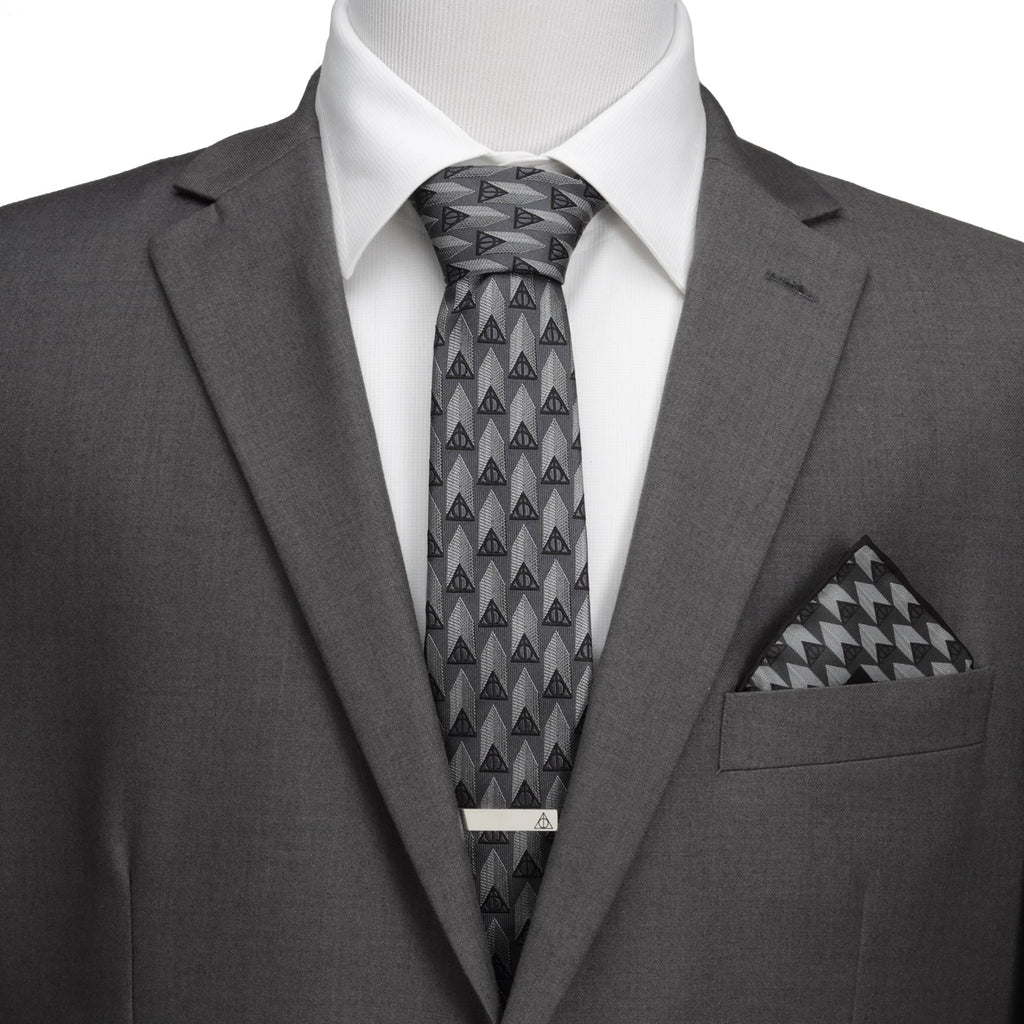 Harry Potter Deathly Hallows Gray Silk Men's Tie