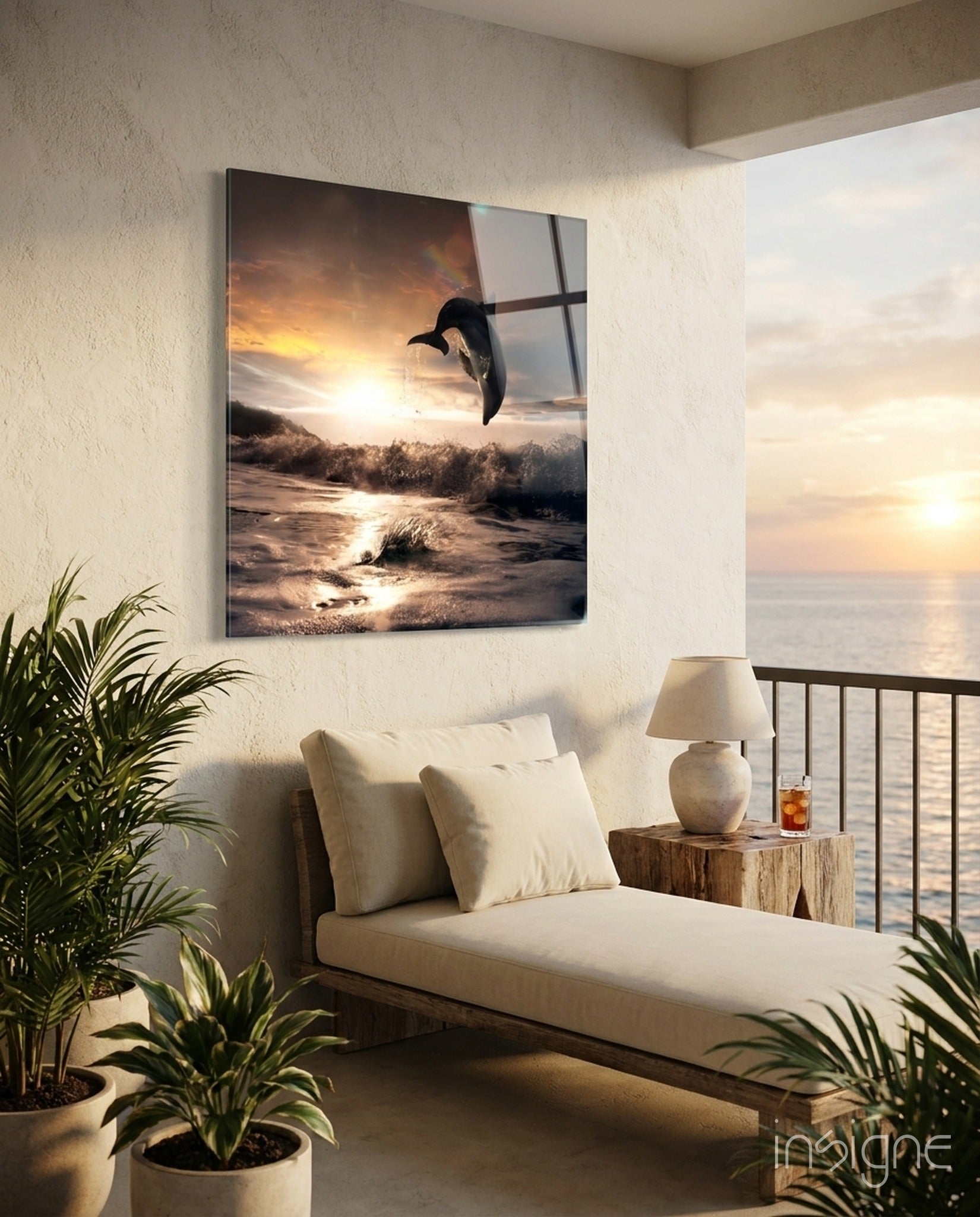 Dolphin Glass Wall Art